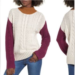 NWOT! BP Colorblock Cable Knit Pullover Sweater